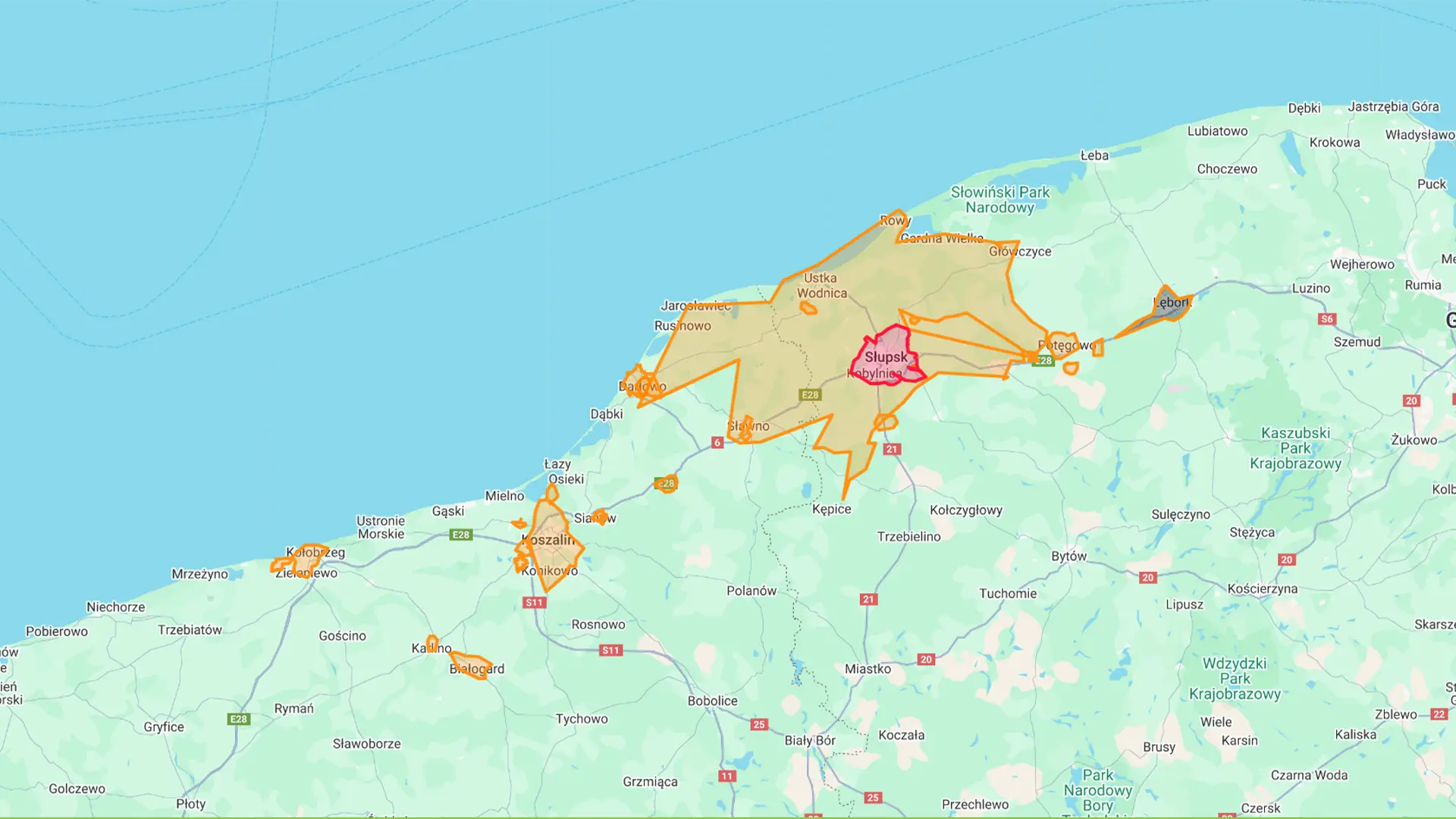 Mapa dostaw FITGAR - Catering dietetyczny