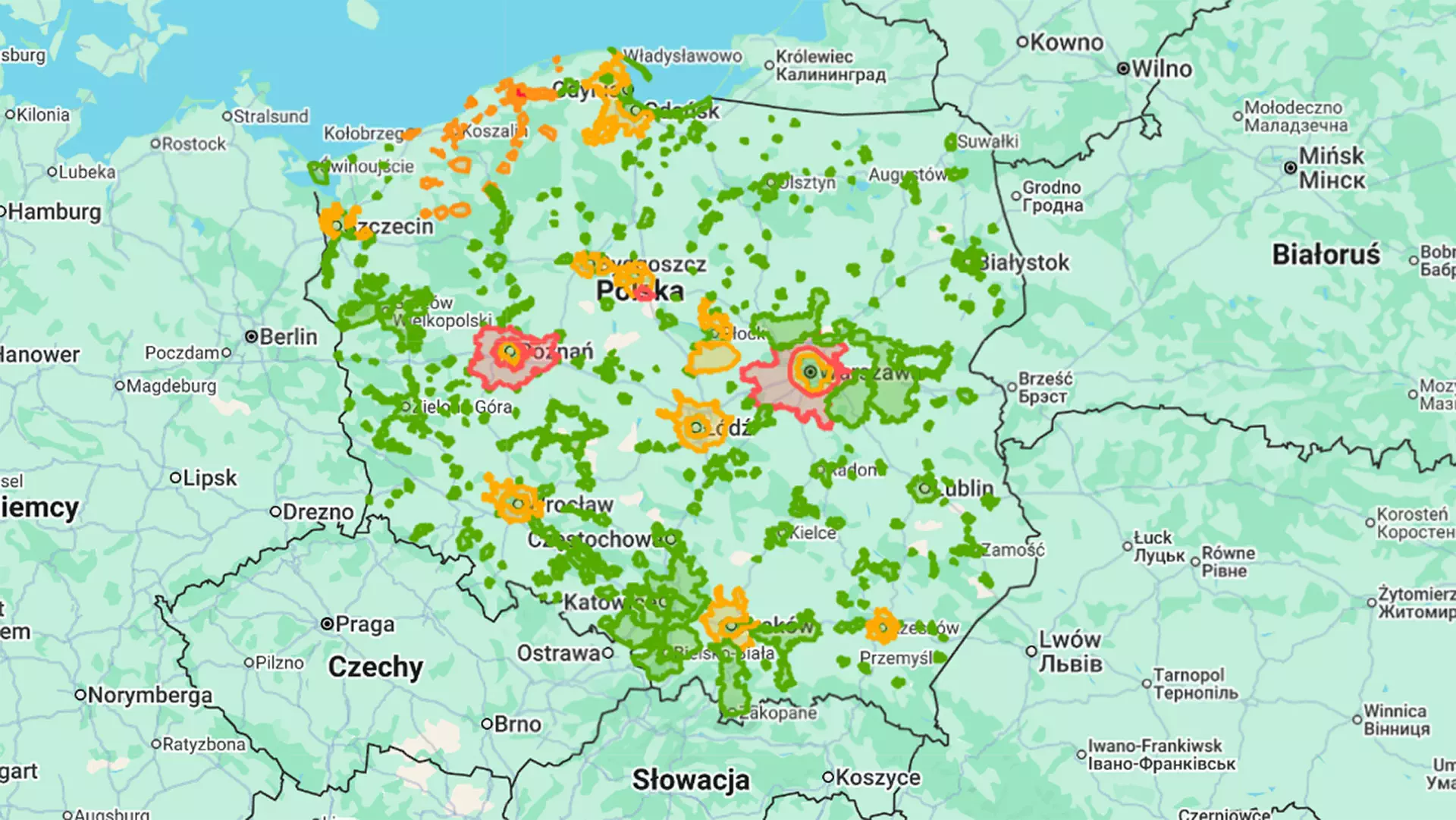 Mapa dostaw FITGAR - Catering dietetyczny